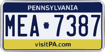 PA license plate MEA7387