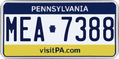 PA license plate MEA7388