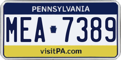 PA license plate MEA7389