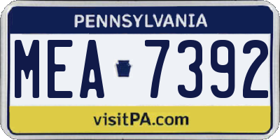 PA license plate MEA7392
