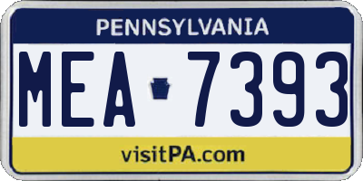 PA license plate MEA7393