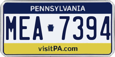 PA license plate MEA7394
