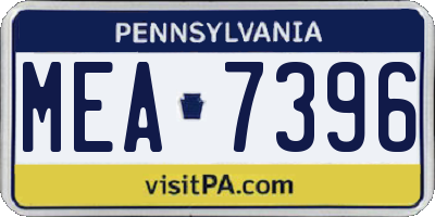 PA license plate MEA7396