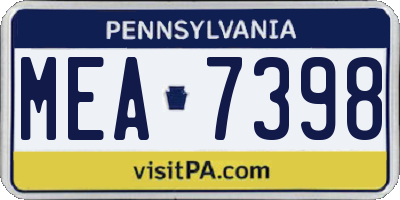 PA license plate MEA7398