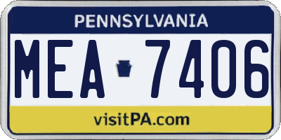 PA license plate MEA7406
