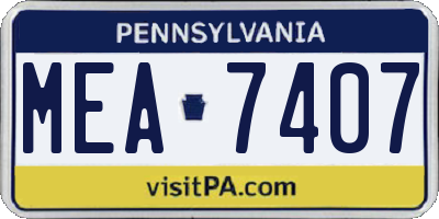PA license plate MEA7407