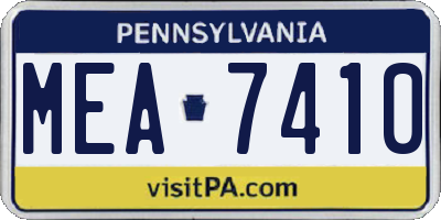 PA license plate MEA7410