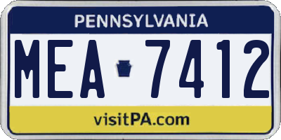 PA license plate MEA7412