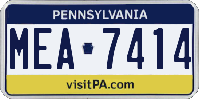 PA license plate MEA7414