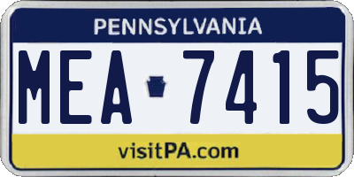 PA license plate MEA7415