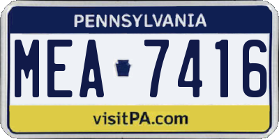 PA license plate MEA7416