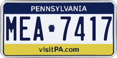PA license plate MEA7417