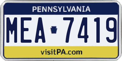 PA license plate MEA7419