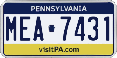 PA license plate MEA7431