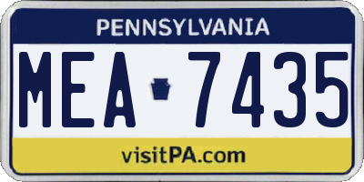 PA license plate MEA7435