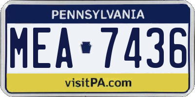 PA license plate MEA7436