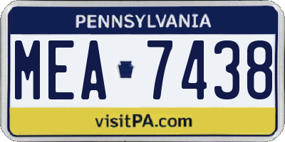 PA license plate MEA7438