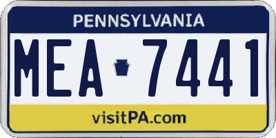 PA license plate MEA7441