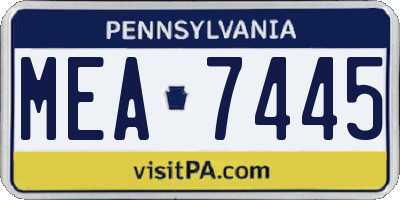 PA license plate MEA7445