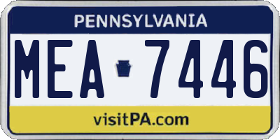 PA license plate MEA7446