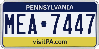 PA license plate MEA7447