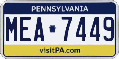 PA license plate MEA7449