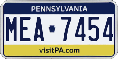 PA license plate MEA7454