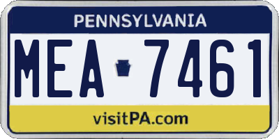 PA license plate MEA7461