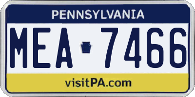 PA license plate MEA7466