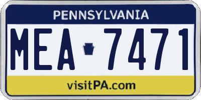 PA license plate MEA7471