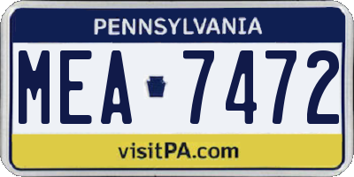 PA license plate MEA7472