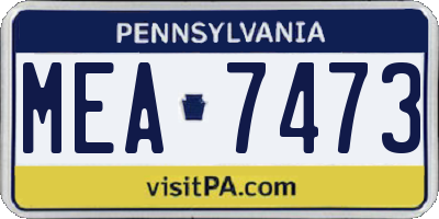 PA license plate MEA7473
