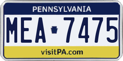 PA license plate MEA7475