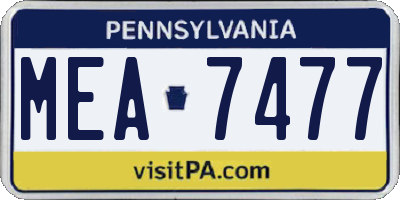 PA license plate MEA7477