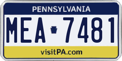 PA license plate MEA7481
