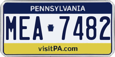 PA license plate MEA7482