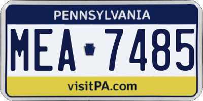PA license plate MEA7485