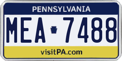 PA license plate MEA7488