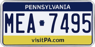 PA license plate MEA7495