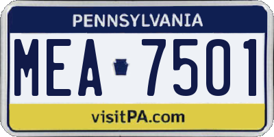 PA license plate MEA7501