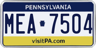 PA license plate MEA7504