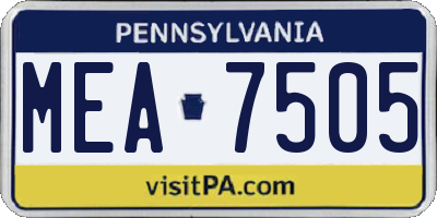 PA license plate MEA7505