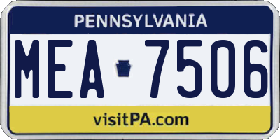 PA license plate MEA7506