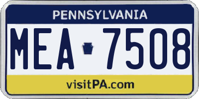 PA license plate MEA7508