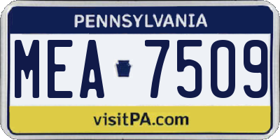 PA license plate MEA7509