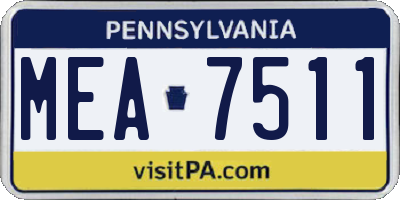 PA license plate MEA7511