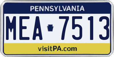 PA license plate MEA7513