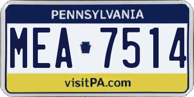 PA license plate MEA7514
