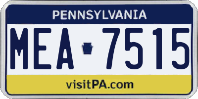 PA license plate MEA7515