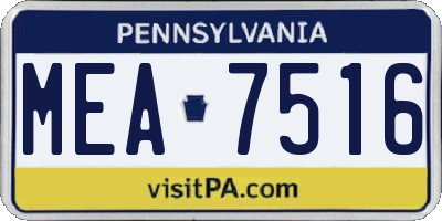 PA license plate MEA7516